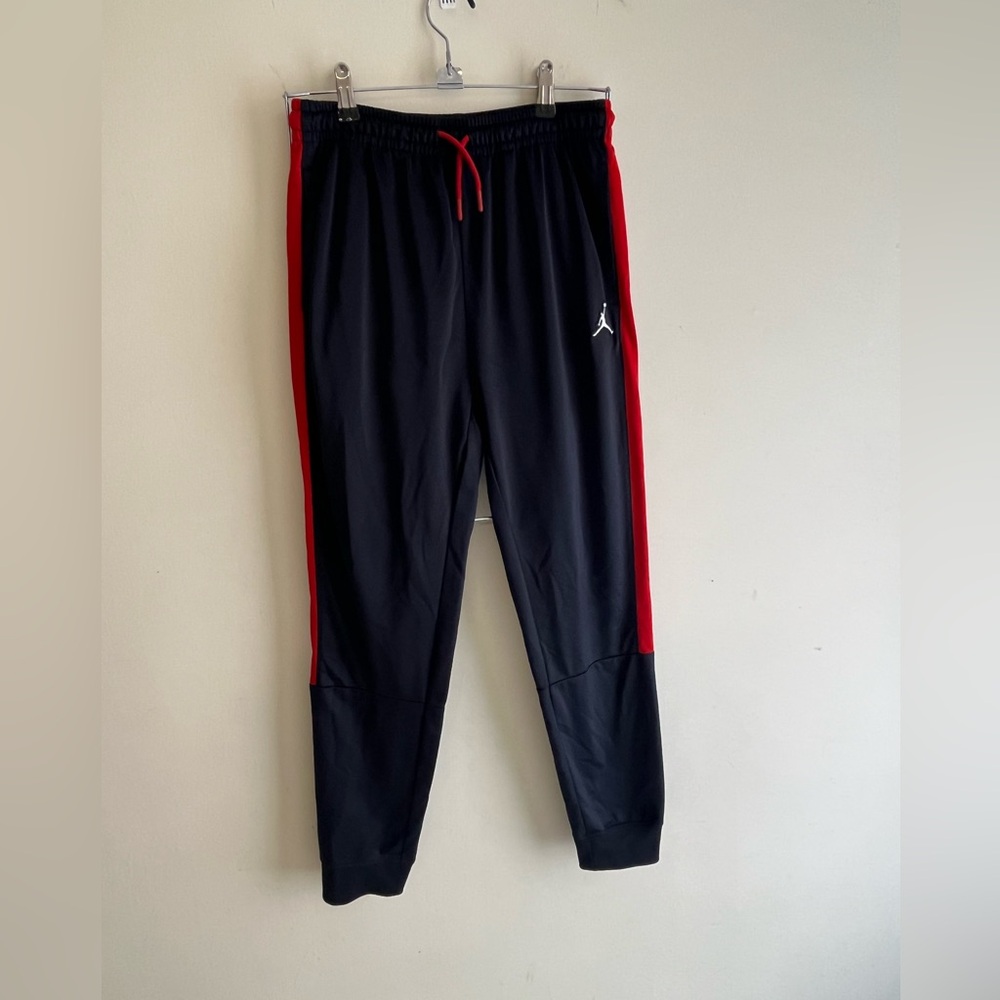 JordanBoy’s Black Joggers with Red Stripes